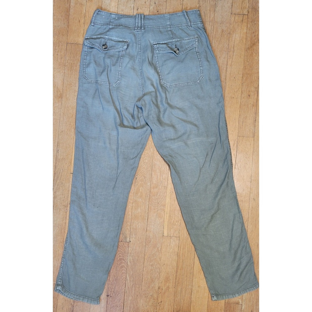 American Eagle Womens 6 Linen Blend Utility Pants Sage Green Relaxed Straight - Picture 7 of 11